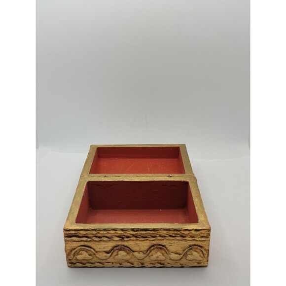 Florentia Jewelry Trinket Box - Italy - Wood Decoupage - Camel Back Top - Picture 5 of 9